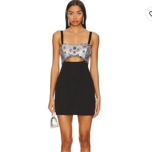 MAJORELLE Chanse Embellished Mini Dress in Black Multi